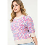 THML Half Sleeve Patterned Knit Top