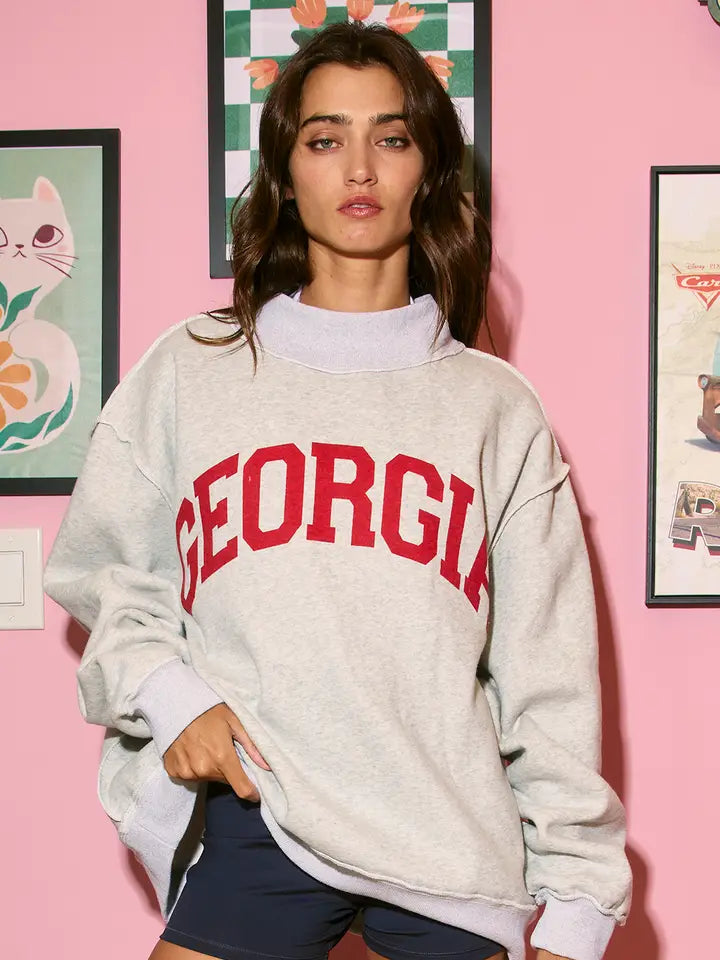 Bucketlist- 'georgia & Ga' Print Reversible Mockneck Sweatshirt