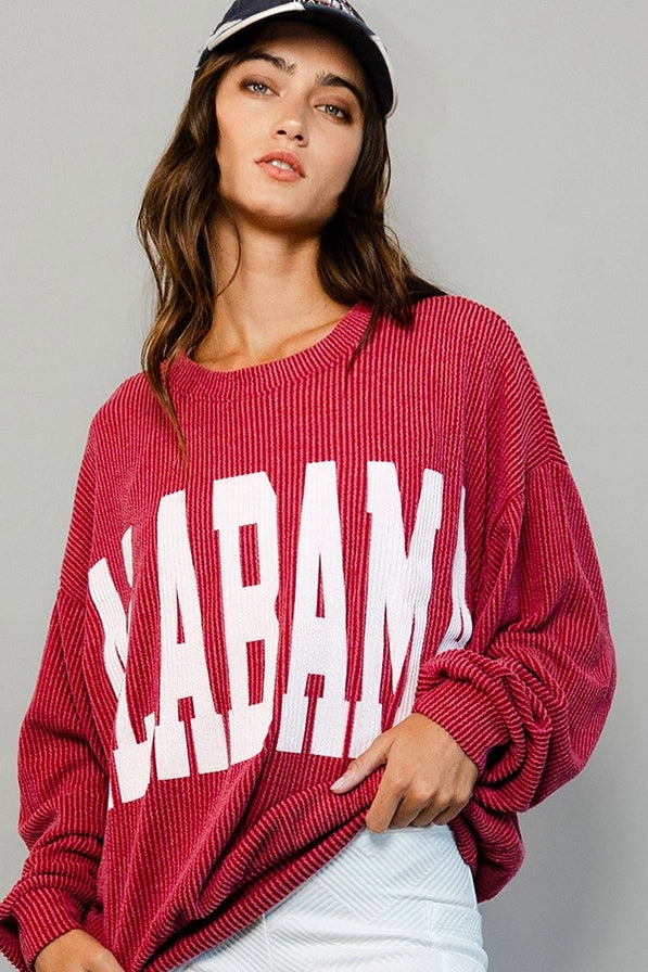 Bucketlist Alabama Oversized Sweater In Crimson