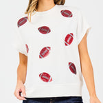 Mary Square Emily Football Top In Crimson