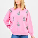 Mary Square Green Trees Embellished Sweatshirt