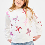 Mary Square Youth Bows Sequin Sweatshirt
