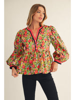 Jodifl Long Sleeve Peplum Top In Black
