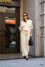 Umgee Luxeknit Lounge Pants In Ecru