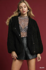 Umgee Faux Fur Jacket In Black