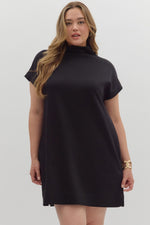 Entro Solid Jersey Mock Neck Dress In Black PLUS Sizes *COMING SOON*