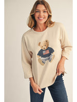 Jodifl 3/4 Sleeve Teddy Bear Top In Oatmeal