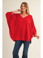 Jodifl Drop Shoulder Top With Stitch Detail In Red