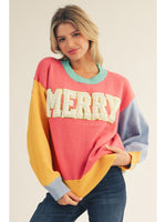 Jodifl Colorblock Merry Sweater In Flamingo Pink