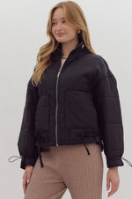 Entro Quilted Zip Up Jacket In Black