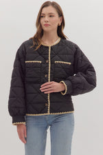 Entro Scalloped Accent Trim Jacket In Black