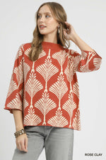 UMGEE Abstract Print Pullover Sweater In Forest