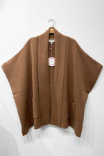 Umgee Solid Knit Shawl Collar Cardigan in Mocha