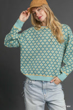Umgee Abstract Crew Neck Top In Mint