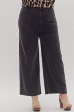 Entro Solid High Waist Patch Front Pockets In PLUS Sizes In Black