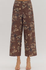 Entro Floral Ankle Length Pants In Brown
