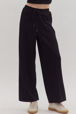 ENTRO Solid Wide Leg Drawstring Pants In Black *COMING SOON*