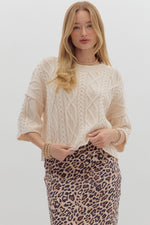 Entro 3/4 Sleeve Pullover Sweater In Ecru