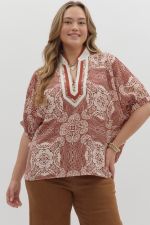 Entro Dolman Sleeve Top PLUS Sizes In Rust