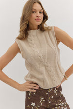 Entro Sleeveless Mock Neck Sweater In Oatmeal
