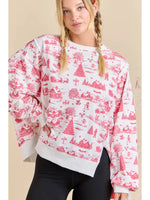 Mainstrip Holiday Toile Printed Oversized Top
