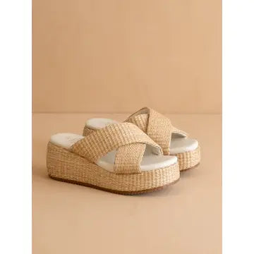 Oasis Society The Fresno Natural Raffia Platform Sandal Oasis Society (IN-STORE PICK UP ONLY)
