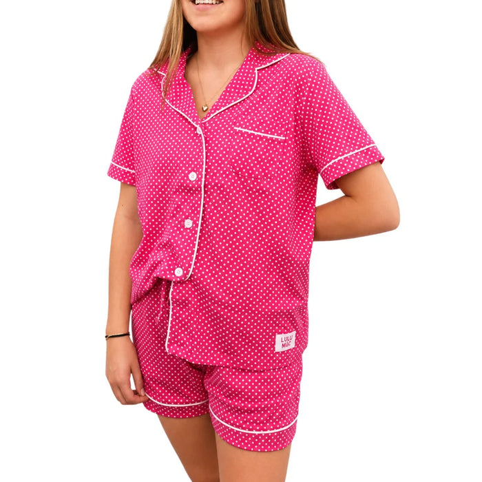 Lulu Mac Hot Pink Polka Dot PJ Set
