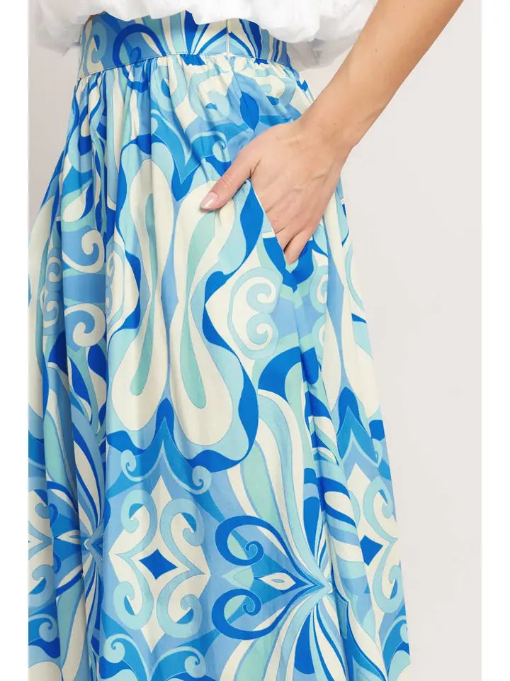 Flying Tomato A Printed Woven Full Midi Skirt