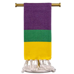 Mardi Gras Stripe Jacquard Hand Towel Purple/Yellow/Green 20x28