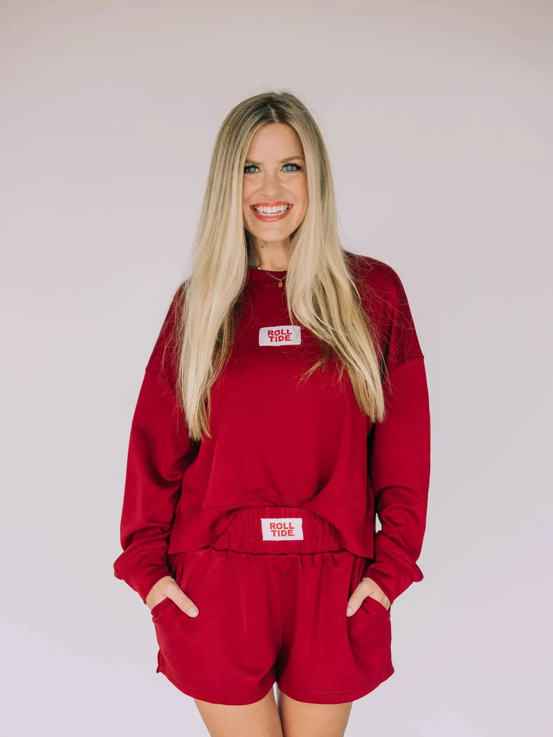 Crewneck Roll Tide Woven Label | Deep Red
