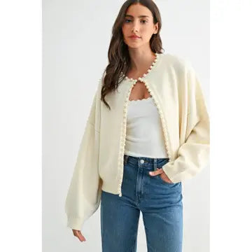 IVE- Pearl-Embellished Cardigan