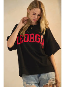 Oddi- Georgia Boxy Short-Sleeve Sweatshirt