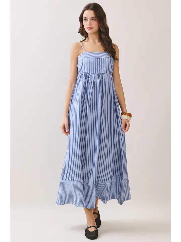 TCEC- Vertical Striped Relaxed Empire Waist Maxi Dress FINAL SALE
