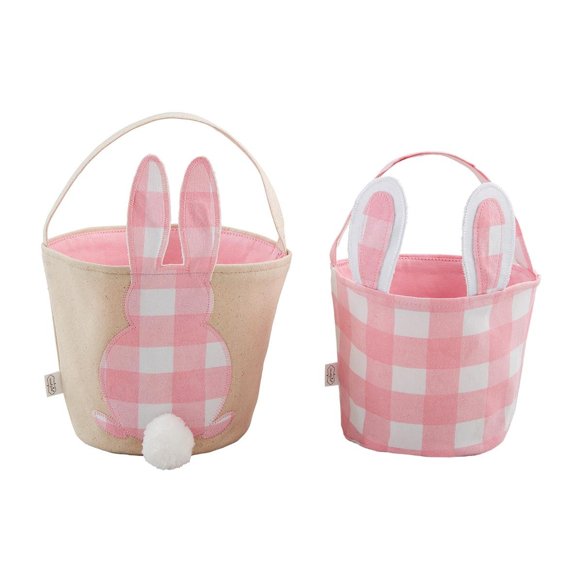 Mudpie- Pink Check Bunny Basket Set #10010128