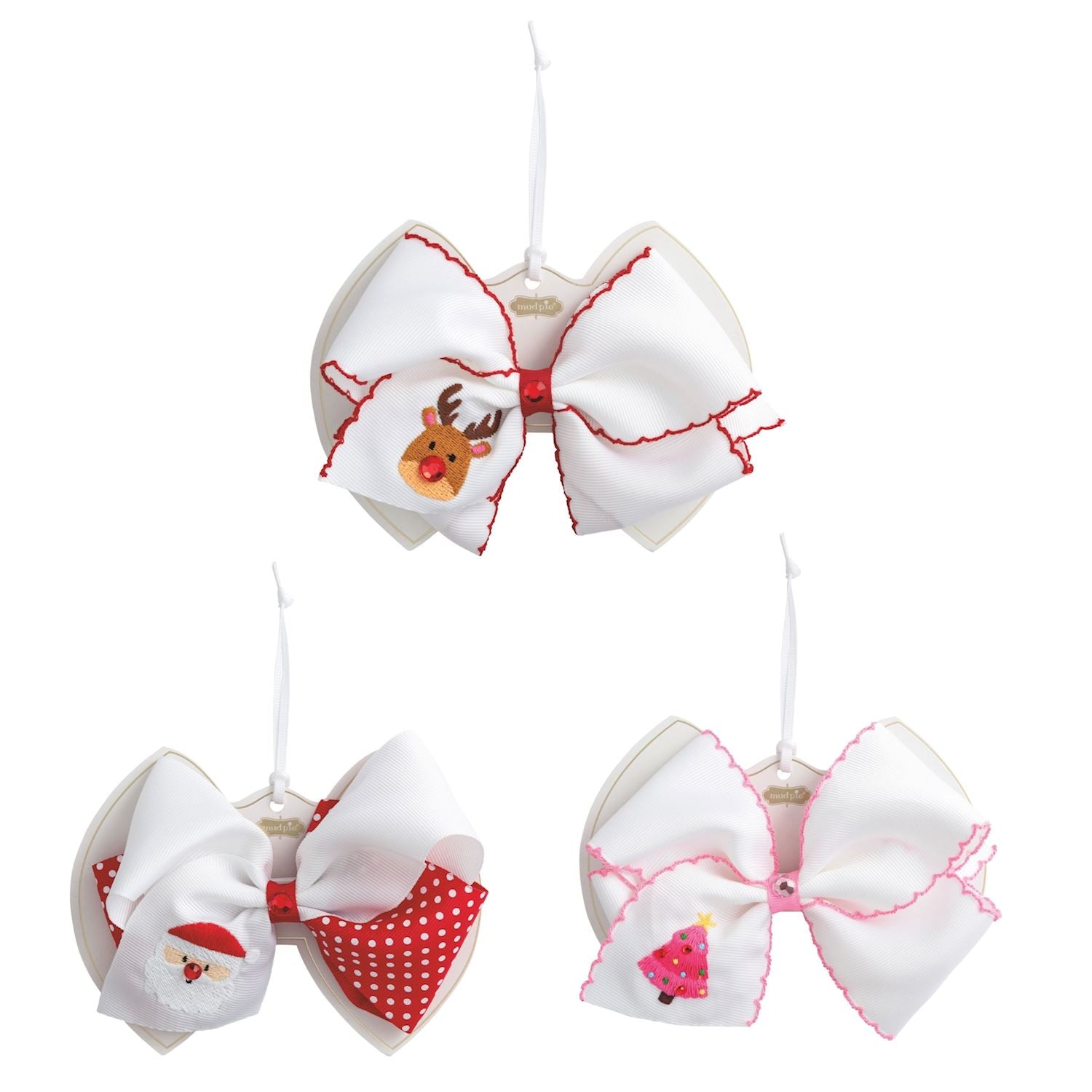 Mudpie- Christmas Embroidered Bows 