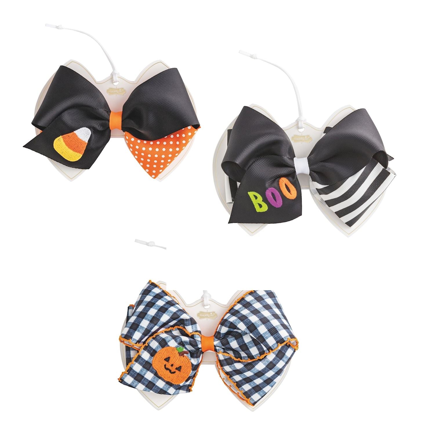 Mudpie- Halloween Embroidered Bows 