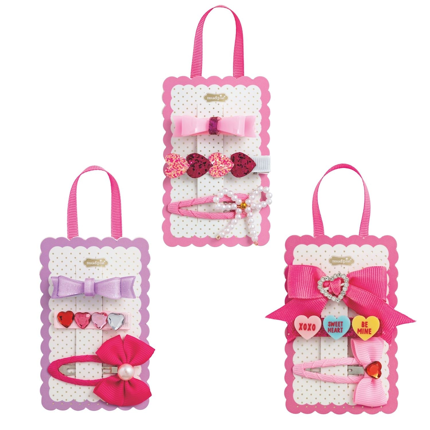 Mudpie- Valentine's Hair Clip Sets 