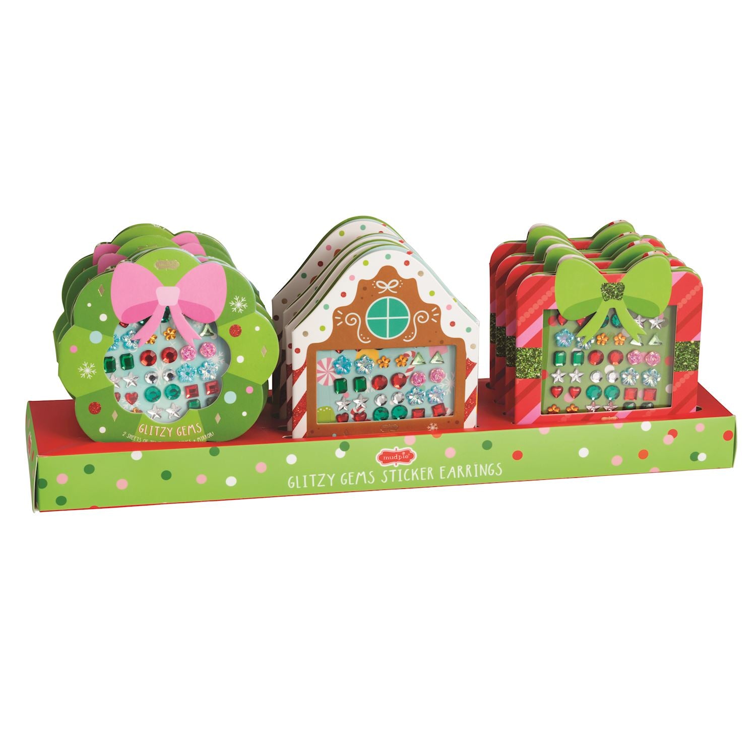 Mudpie- Christmas Glitzy Gems Sticker Earrings 