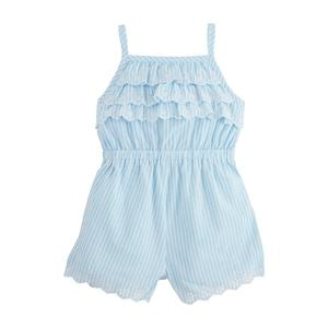 Mudpie- Blue Stripe Eyelet Romper 