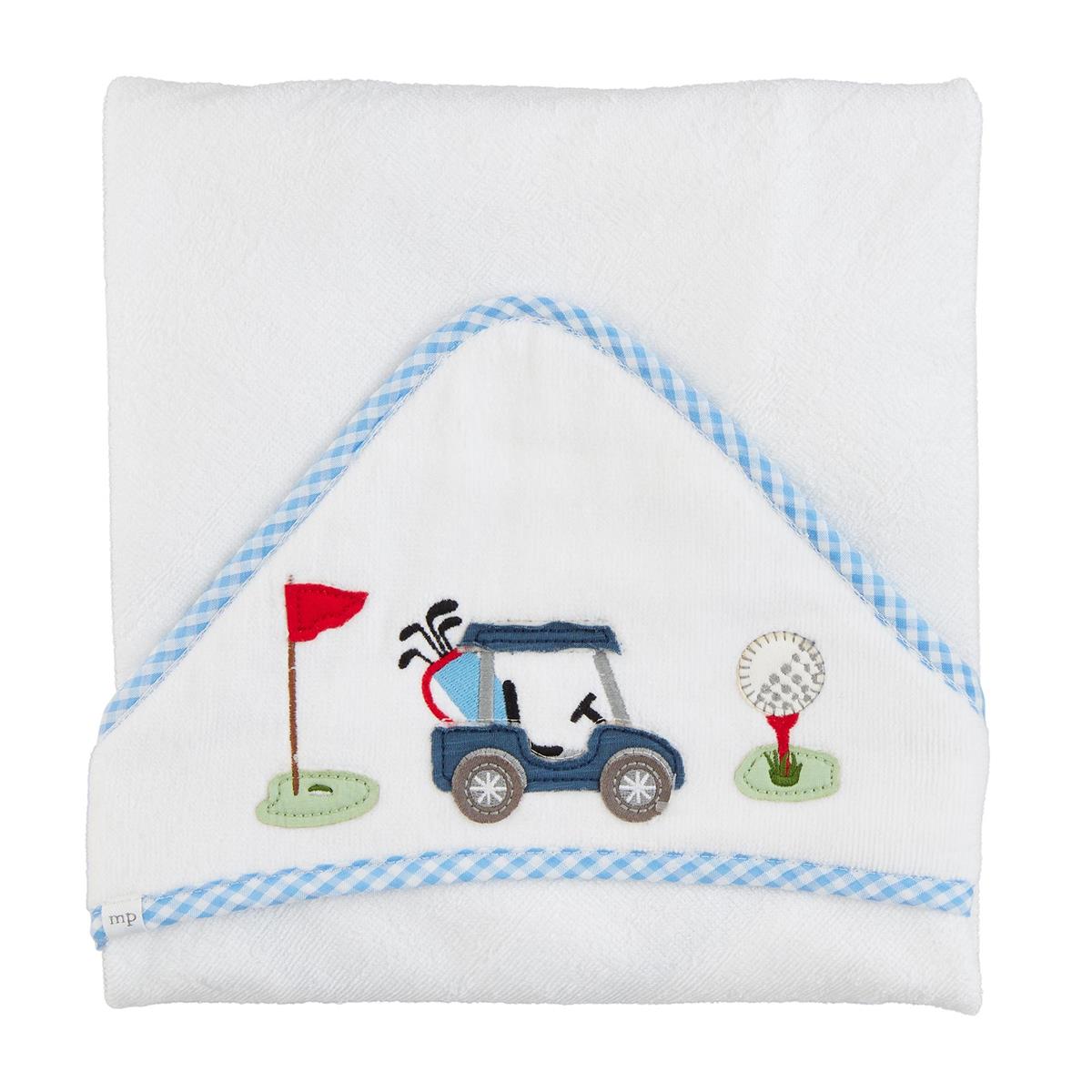 Mudpie- Blue Golf Applique Hooded Towel 