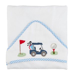 Mudpie- Blue Golf Applique Hooded Towel #11730034