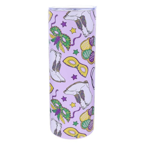 Jane Marie- Mardi Gras 20 Oz. Skinny Tumbler With Lid And Staw