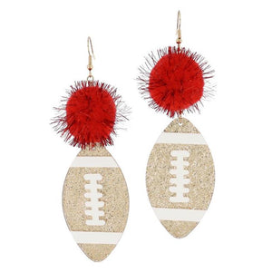 Jane Marie-Tinsel Pom and Golden Glitter Acrylic Football Earring