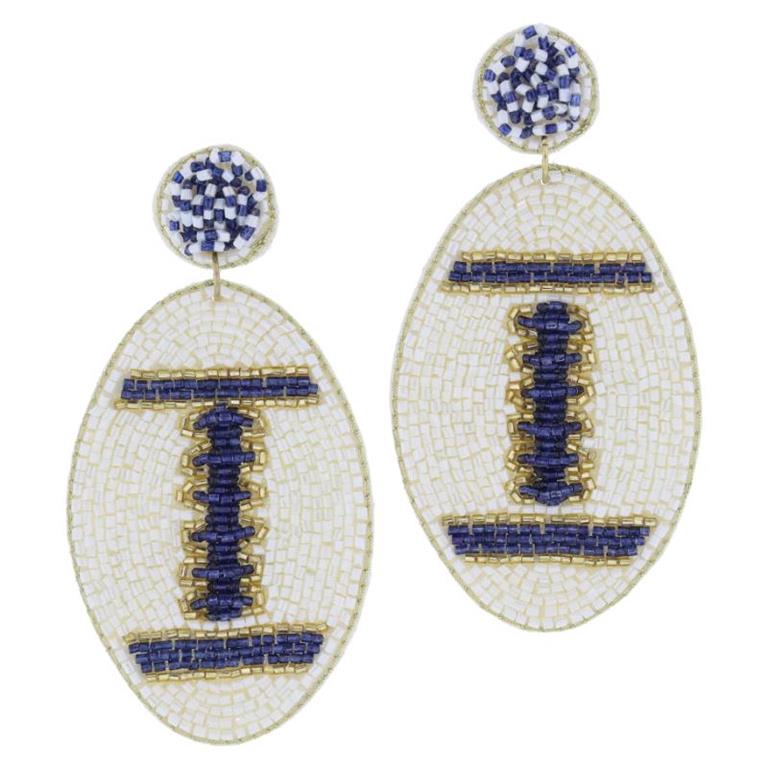 Jane Marie- Post Beaded Football Earrings,3.25"