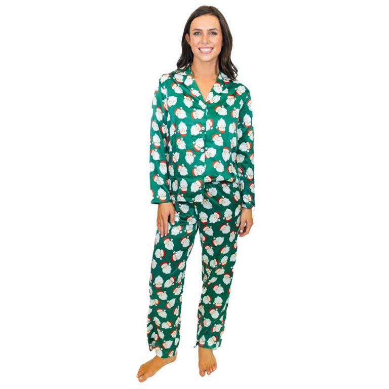 Jane Marie Good Tidings Silky Satin Pajama Long Sleeve Set