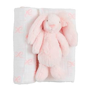 Mudpie- Bow Bunny Swaddle And Rattle # 12140186