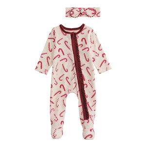 Mudpie- Candy Cane Sleeper & Headband Set #12150189