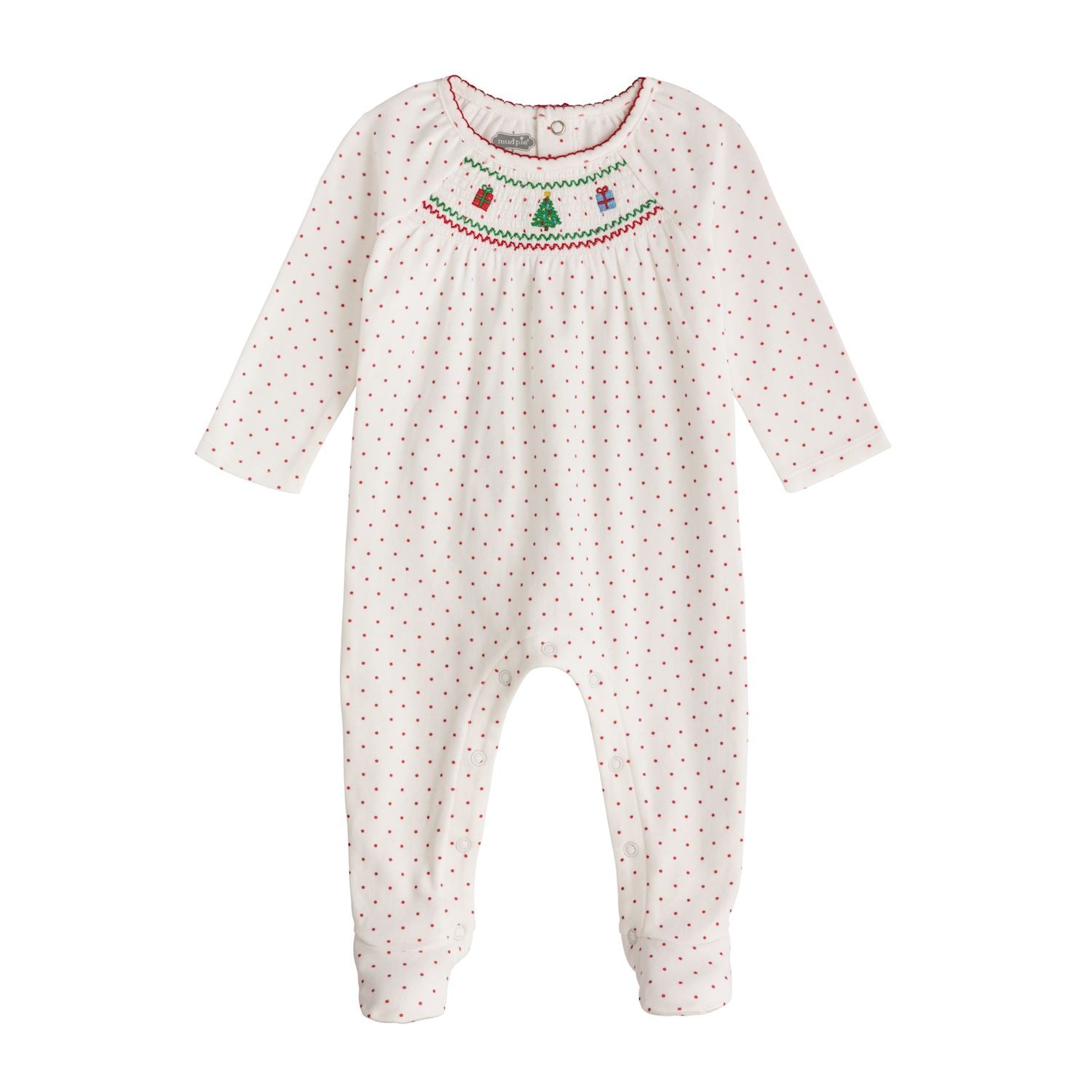 Mudpie- Christmas Smocked Sleeper 