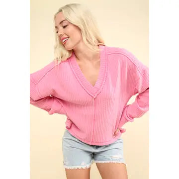 Casual Comfy Soft V-Neck Knit Top