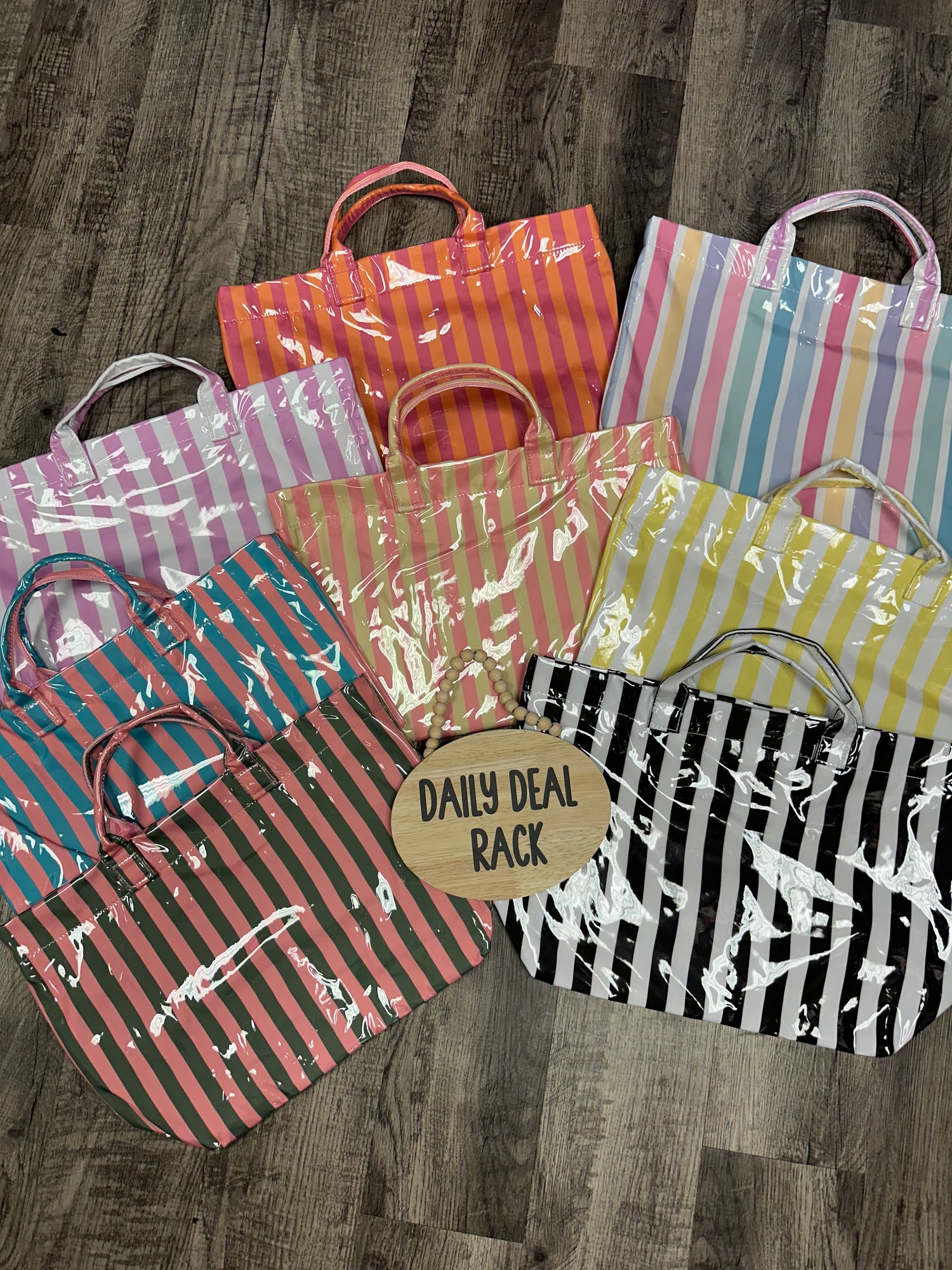 Vinyl Striped Totes